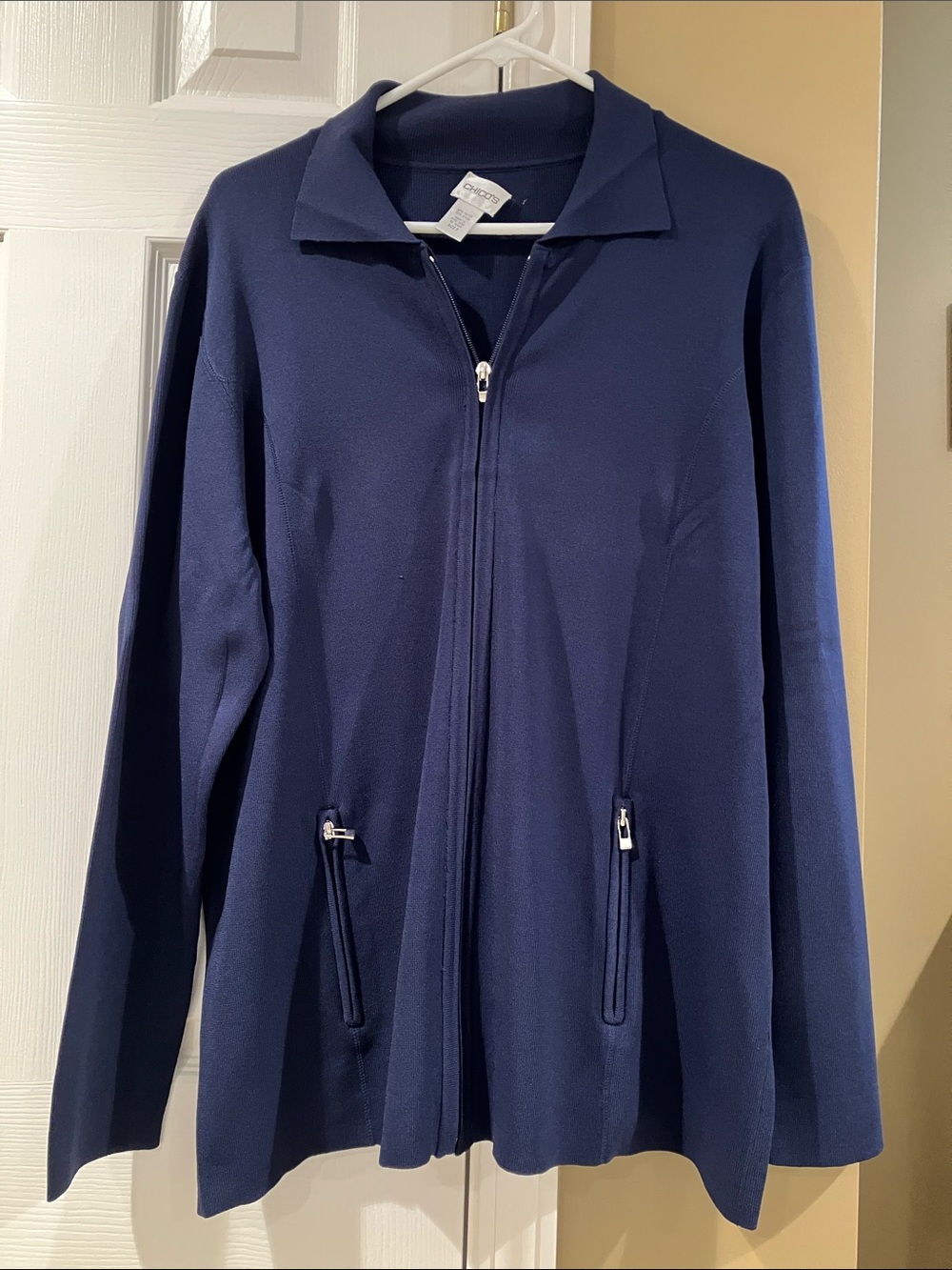 Chico's Navy Full-Zip Utility Jacket